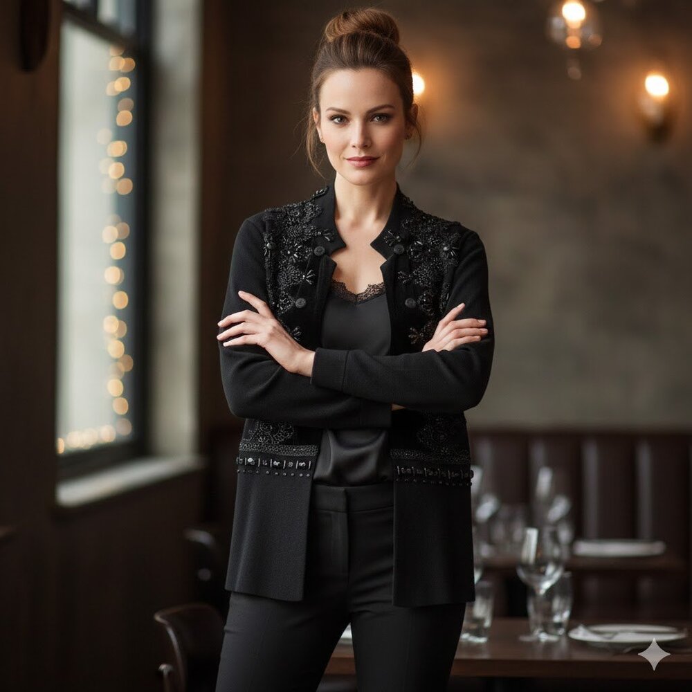 Chico's Black Embellished Blazer